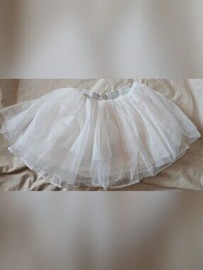 Doe A Dear White Tulle Sparkle Skirt for Toddler Girls 4T